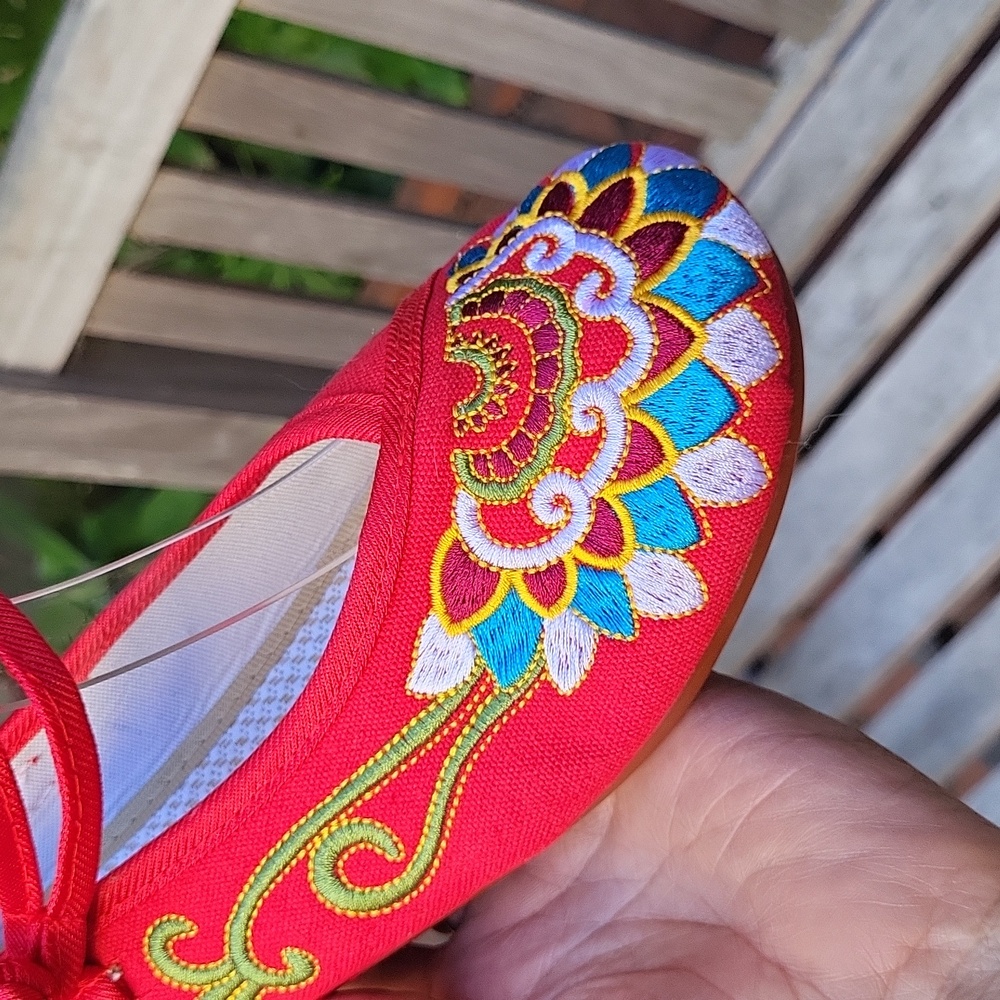 New Floral Flat Shoes Canvas Embroidered Mary Jane Ballernia Flats - Picture 9 of 16